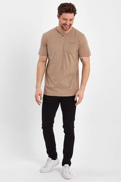 LACİVERTMEN Μπλουζάκι 2016 Basic Flared Single Jersey Crew Neck με μία τσέπη