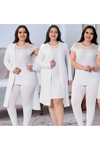 JENİKA Жіночий комплект нічної білизни великого розміру, 7 предметів, з халатом