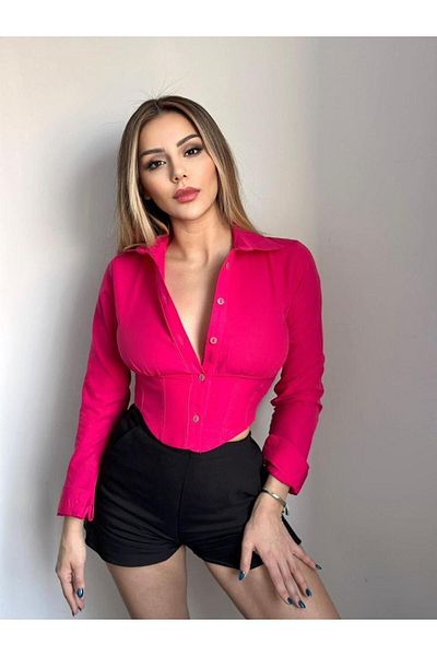 alenmoda Corset de damă fucsia cu talie elastică