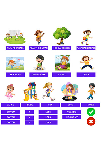 MUTLUTECH 3D 2. Sınıf İngilizce 6. Ünite At the Playground Mıknatıslı Keçe Seti