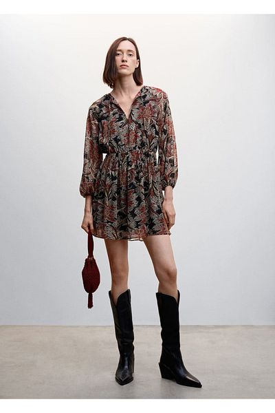MANGO Woman Floral φόρεμα σιφόν