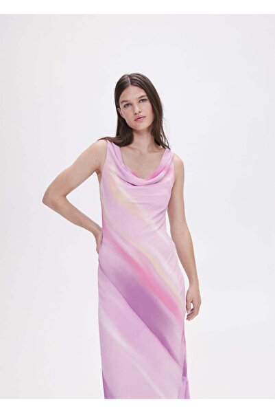 MANGO Woman Drape Collar Gradient Dress