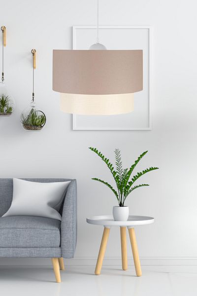HOMİNG Artgift Cake - Pendant Lamp Chandelier Brown Fabric Bedroom Living Room Living Room Hall Lighting