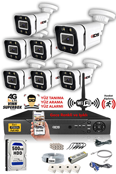 IDS 7 Kameralı Set - 5mp Sony Lensli Fullhd Gece Görüşlü Güvenlik Kamerası Si...