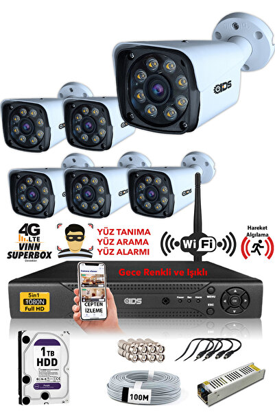 IDS 6 Kameralı Set - 5mp Lensli Fullhd Gece Görüşlü Güvenlik Kamerası Sistemi - 2034-set6-1tb