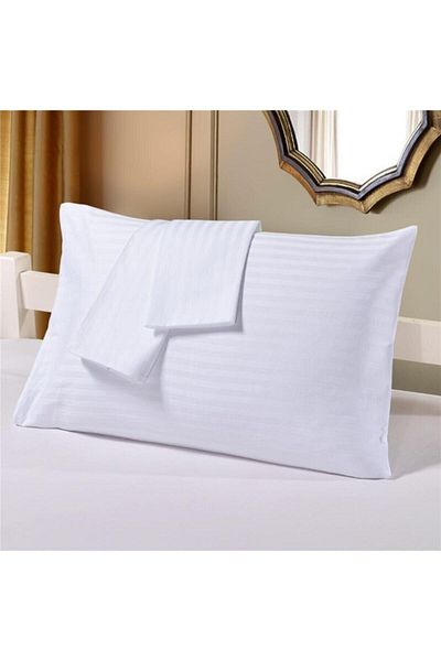 MEŞELİ TEKSTİL Hotel Pillowcase 10 Pieces 83 Strands Luxury Cotton Satin Striped