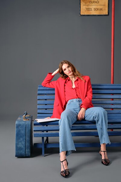 DeFacto Oversize Fit Red Blazer dzseki zsebfedővel X0017az23au