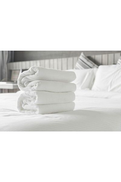 MEŞELİ TEKSTİL 1 White Hotel Bath Towel 90X150 600 Gr