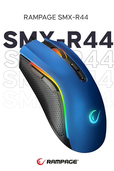 Rampage Mouse pentru jocuri Smx-r44 Macro Blue 6400dpi RGB LED