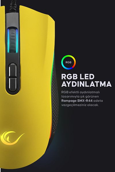 Rampage SMX-R44 Macro Galben 6400 dpi RGB LED Gaming Mouse