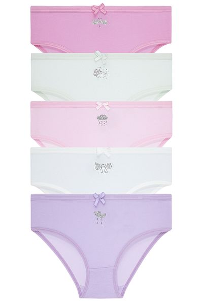 biyokids Κοριτσίστικα 5 Πακέτα Πολύχρωμα Slip εσώρουχα - Πέτρινα -