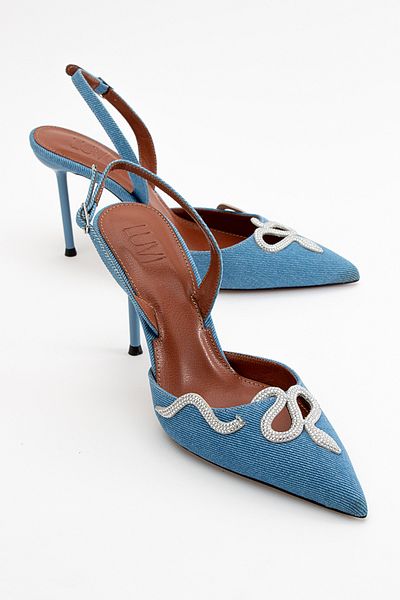 LuviShoes حذاء Molpo Denim أزرق بكعب نسائي