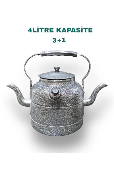 Genel Markalar Çift Taraflı Alümünyum Osmanlı Muhabbet Çaydanlığı 4 Litre Gri...