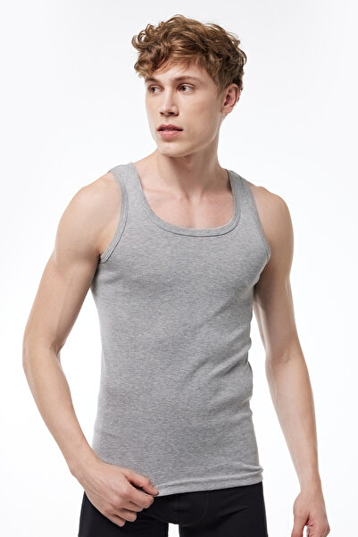 Malabadi Men's Black Gray 6 Pack 100% Cotton Rib Top 6M034-E