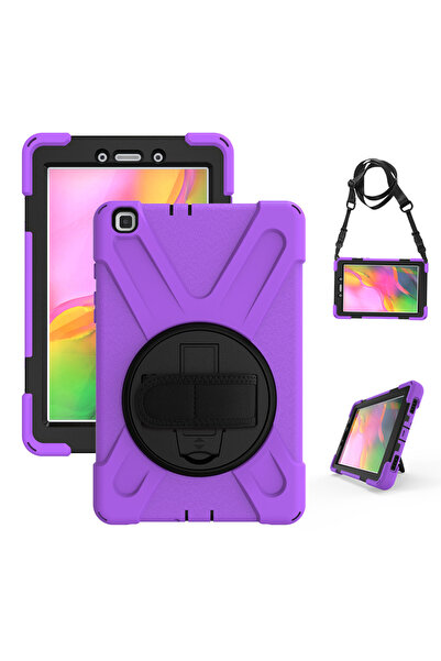 Samsung Galaxy Tab A 10.1 T510 Case T515 T517 Defender Stand Strapped Tank Armored Case Purple Purple