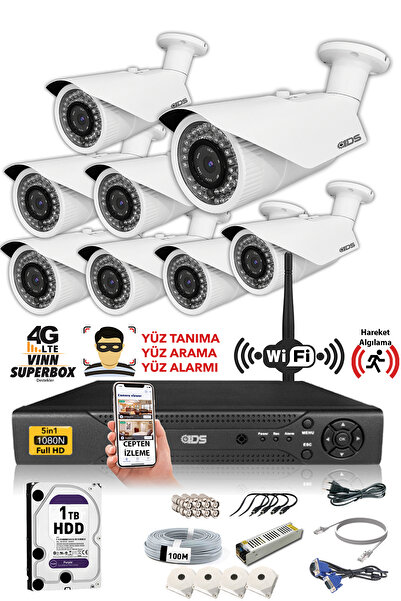 IDS 8 Kameralı Set - 5mp Sony Lensli Fullhd Gece Görüşlü Güvenlik Kamerası Si...