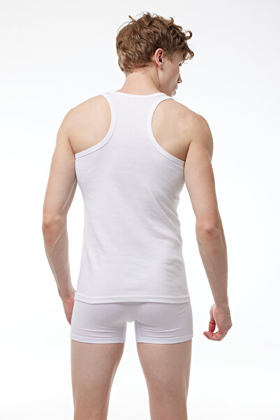 Malabadi Men's White 6 Pack 100% Cotton Rib Sports Undershirt 6M039-E