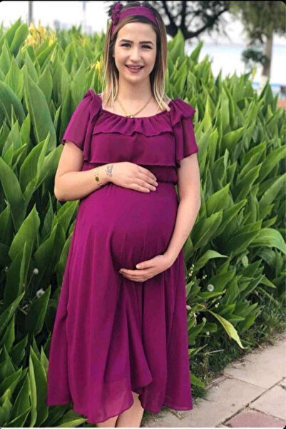 Bersi Butik Γυναικείο φόρεμα σιφόν με γιακά Carmen