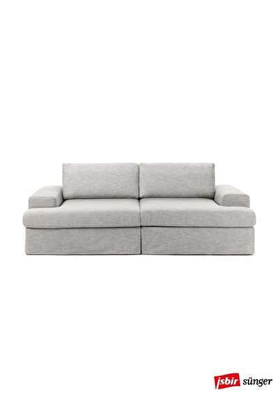Mobilya Depom Mode Siesta Pro Kuş Tüyü Kanepe 2 Modül 19 Gri Keten Kumaş Işbi...