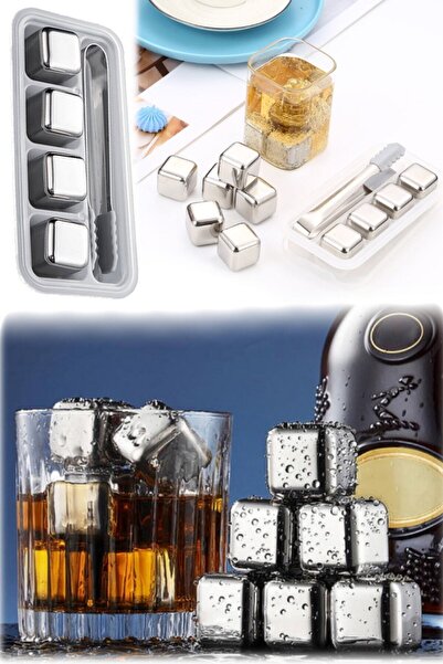 KÜÇÜK EW قالب ثلج من الفولاذ المقاوم للصدأ ويسكي حجر التبريد قابل لإعادة الاس...