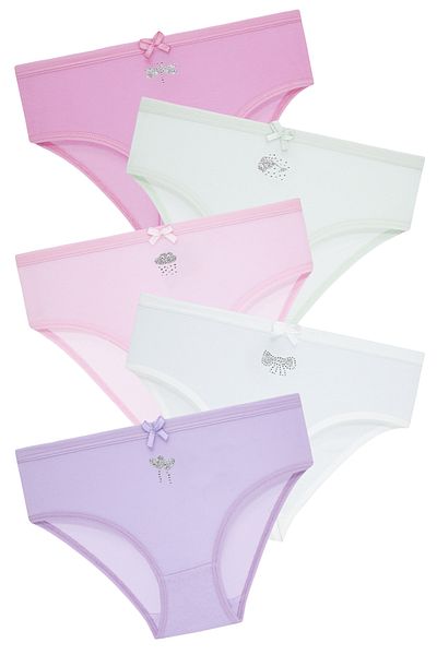 biyokids Κοριτσίστικα 5 Πακέτα Πολύχρωμα Slip εσώρουχα - Πέτρινα -