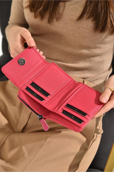 Grande 3802 Genuine Real Leather Small Women's Wallet Flother Pink