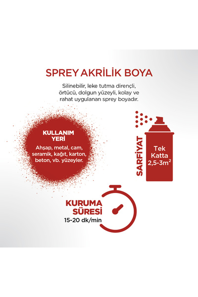 Polisan Akrilik Makine Kırmızısı Sprey Boya 400 ml - Ral 2002