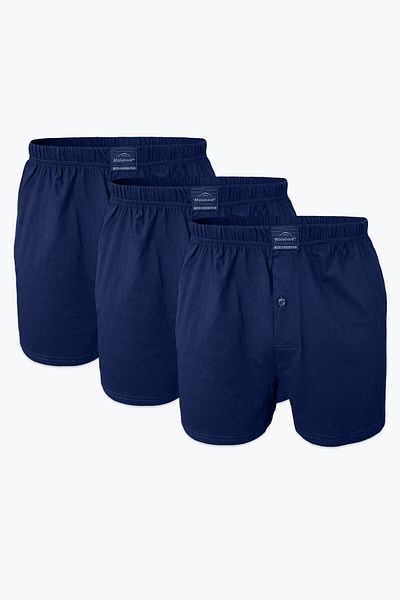 Malabadi Ανδρικό Navy Blue 3 Pack Wide Fit Large Size Boxer 100% Cotton Oversize 3m024