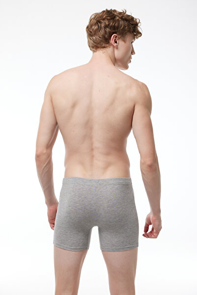 Malabadi Men's Gray Cotton Elastane Long Boxer 073