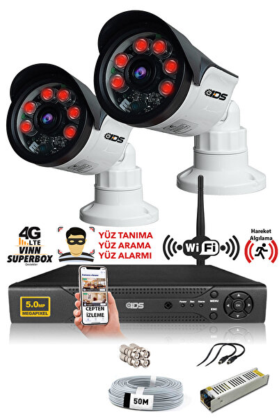 IDS 2 Kameralı Set - 5mp Sony Lensli Fullhd Gece Görüşlü Güvenlik Kamerası Si...