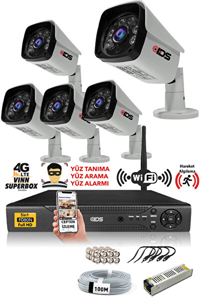 IDS 5 Kameralı Set - 5mp Sony Lensli Fullhd Gece Görüşlü Güvenlik Kamerası Si...