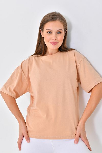 mirach Tricou 100% bumbac mânecă scurta Model simplu Tricou damă Tricou din bumbac Somon (CU CADOU BANDANA)