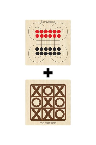 Ahtek Wooden Tic-tac-toe + Surakarta Intelligence, Strategy and Skill Games Set