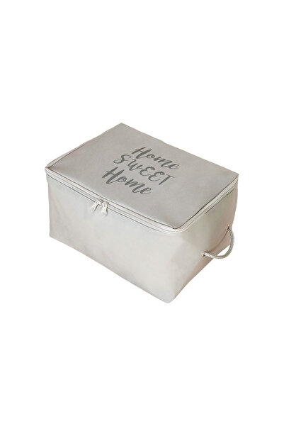 PRENDİ HOME Küçük Boy Home Sweet Home Baskılı Gri Hurç 30x21x18