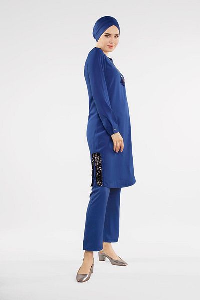 TRENDTESETTÜR Σετ Navy Blue Indigo - Παντελόνι 2 τεμαχίων με παγιέτες 7547
