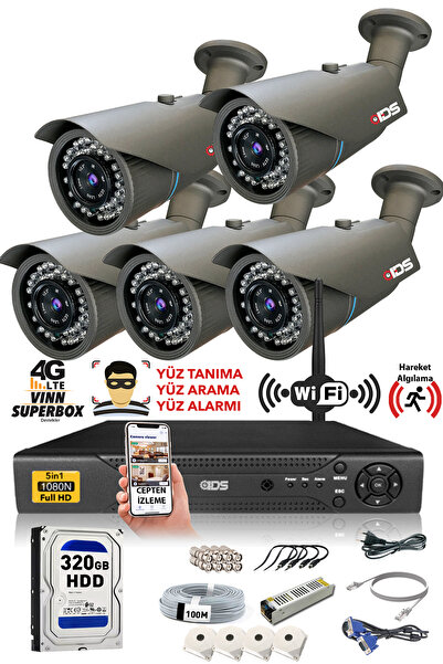 IDS 5 Kameralı Set - 5mp Sony Lensli Fullhd Gece Görüşlü Güvenlik Kamerası Si...
