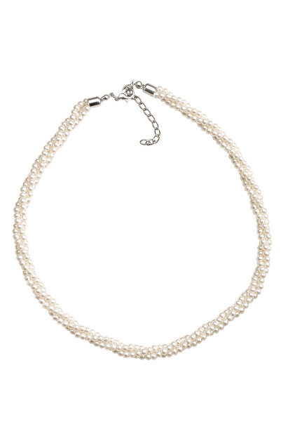 MUCCY Pieces of Style Kadın Zarif Sarmal Boncuk İnci Kolye 45 cm