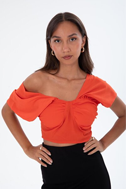 Modazeyosh تفاصيل ذراع غير متماثلة مجعدة