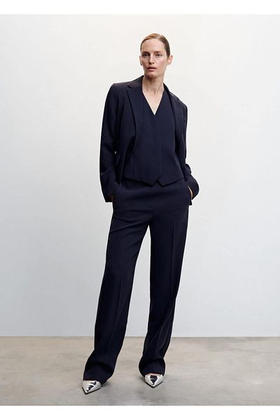 MANGO Woman Elastic Waist Suit Trousers