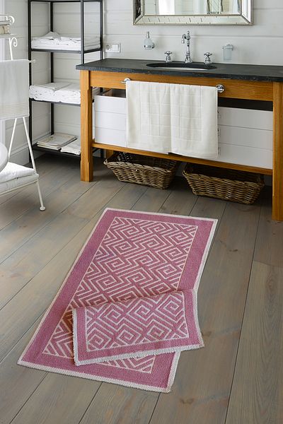ALANUR Eco Cotton Bukle Bath 2-Pece Σετ Τουαλέτας Ζιγκ-ζαγκ Πούδρα