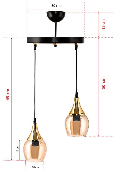 DEDE DUAL EMBUDO TRAY CHANDELIER WITH GOLD FUNNEL HONEY GLASS