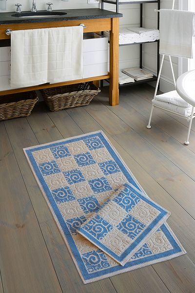 ALANUR Eco Cotton Bukle Μπάνιο 2 τεμαχίων Σετ Τουαλέτας Μπλε Διαμάντι