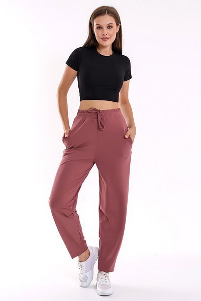 Winmoda34 Pantaloni de sport morcov cu buzunare elastic pentru damă