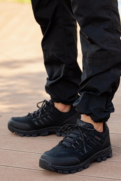 Nstil Καθημερινά μαύρα ανδρικά μποτάκια, αντιολισθητική σόλα, κορδόνι και φερμουάρ, μποτάκι με γούνα x5-x6