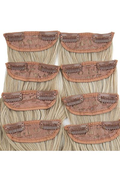 KONAK PERUK Fiber Synthetic Wavy 8 Piece Snap Fastener - Caramel Platinum Relief