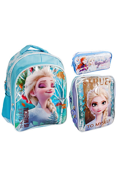 Frozen Okul Çantası Beslenme Çantası Kalemlik 3'lü Set