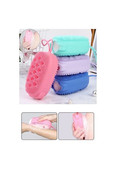 bayanflu Massage Soft Shower Bath Washcloth with Silicone Sponge Chamber