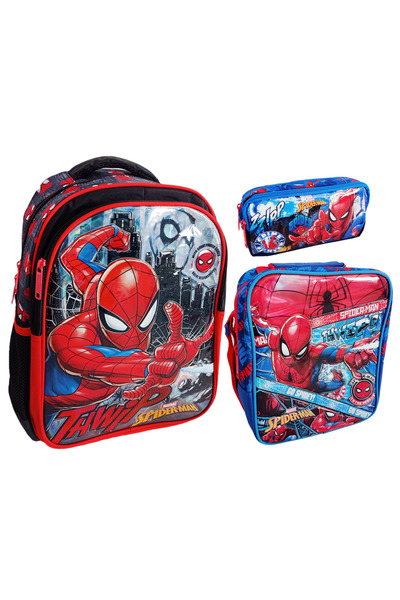 Hakan Çanta Spiderman Okul Çantası Beslenme Çantası Kalemlik 3'lü Set