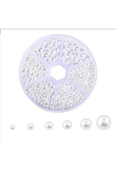 yiğit aksesuar 320 Pieces White Glass Pearl Set Jewelry Supplies
