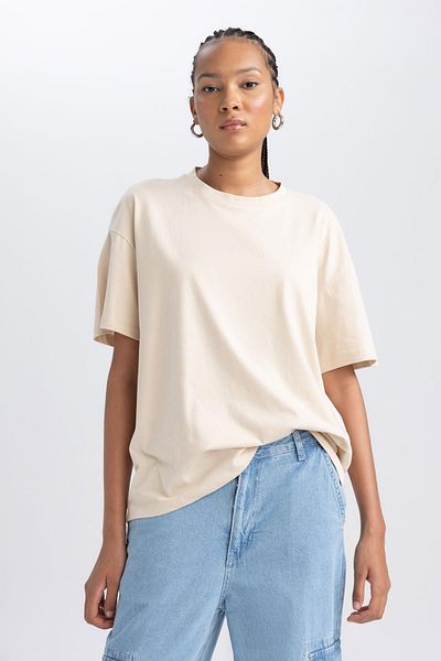 DeFacto Μπλουζάκι Oversize Fit Crew με κοντό μανίκι